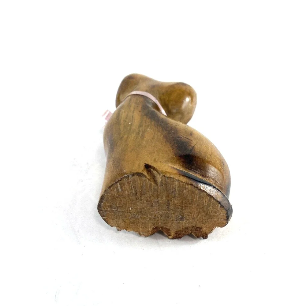 Carved Wood Cat Figurine Statue MCM Vintage 6